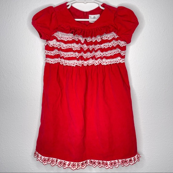 Hanna Andersson Red Ruffled Eyelet Holiday Dress 5 - Picture 3 of 5